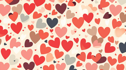 Fototapeta premium Seamless pattern with flying hearts in different colors