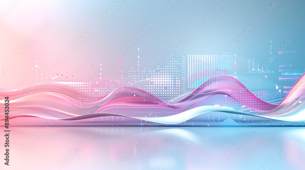 Poster a gentle gradient background with a professional digital analytics dashboard, representing brand awa