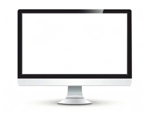 A computer monitor with a black screen and a white background