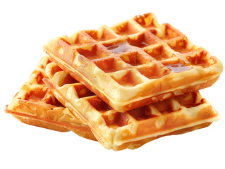 Fresh waffles with honey isolated transparent background