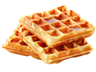 Fresh waffles with honey isolated transparent background