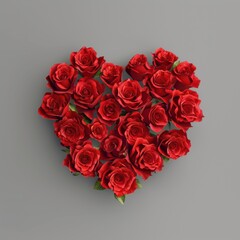 A heart made of red roses. The roses are arranged in a way that they form a heart shape. Concept of love and affection