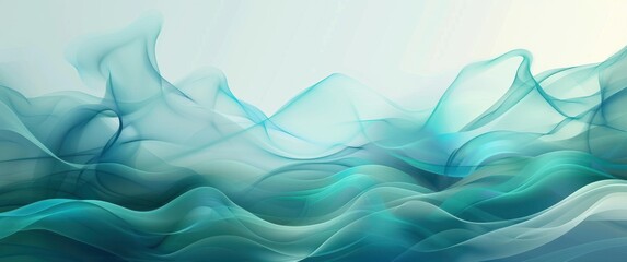 Fototapeta premium A blue ocean with wavy lines. The water is calm and peaceful. The sky is clear and bright