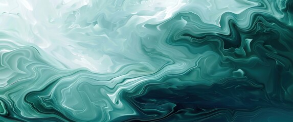 Obraz premium A painting of a wave with a blue background. The painting has a lot of texture and he is abstract