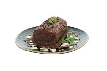 PNG,Cake roll in a bowl, isolated on white background