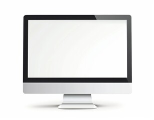 Fototapeta premium A computer monitor with a black frame and a white background. The screen is empty and there is no content on it