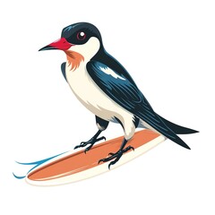 Fototapeta premium Swallow Surfer Style animal fashion cartoon isolated whitebackground 16:9