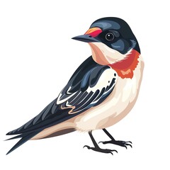 Fototapeta premium Swallow Western animal fashion cartoon isolated whitebackground 16:9