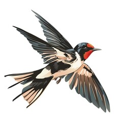 Fototapeta premium Swallow Western animal fashion cartoon isolated whitebackground 16:9