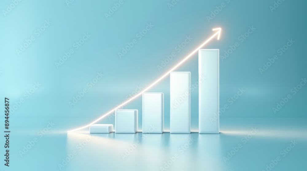 Poster a graph with a line pointing upwards and a series of bars