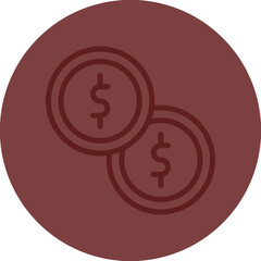 Coin Vector Line Maroon Circle Maroon