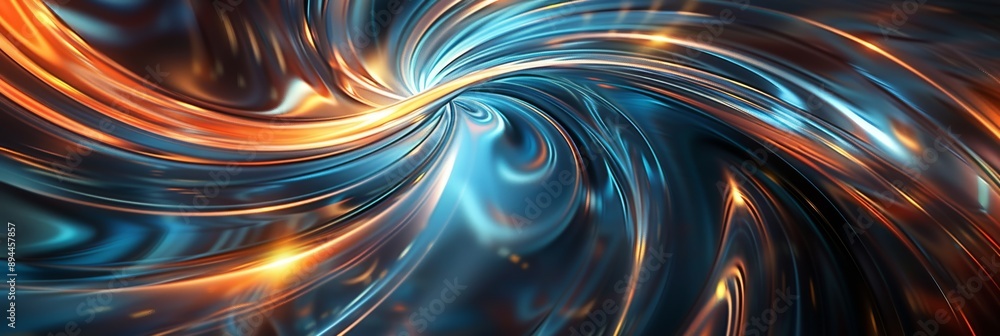 Poster dynamic swirling blue and orange lights create a vibrant abstract visual effect with a mesmerizing a