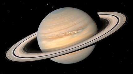 Saturn and its majestic rings surrounded by glittering stars in the depths of space