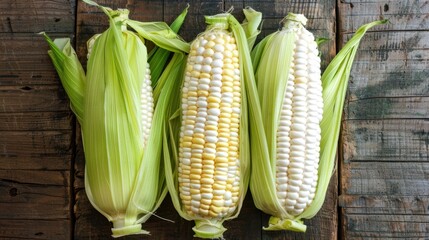 The fresh corn cobs