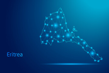 Eritrea map - concept of communication technology, graphic of low poly.