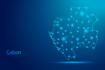 Gabon map - concept of communication technology, graphic of low poly.
