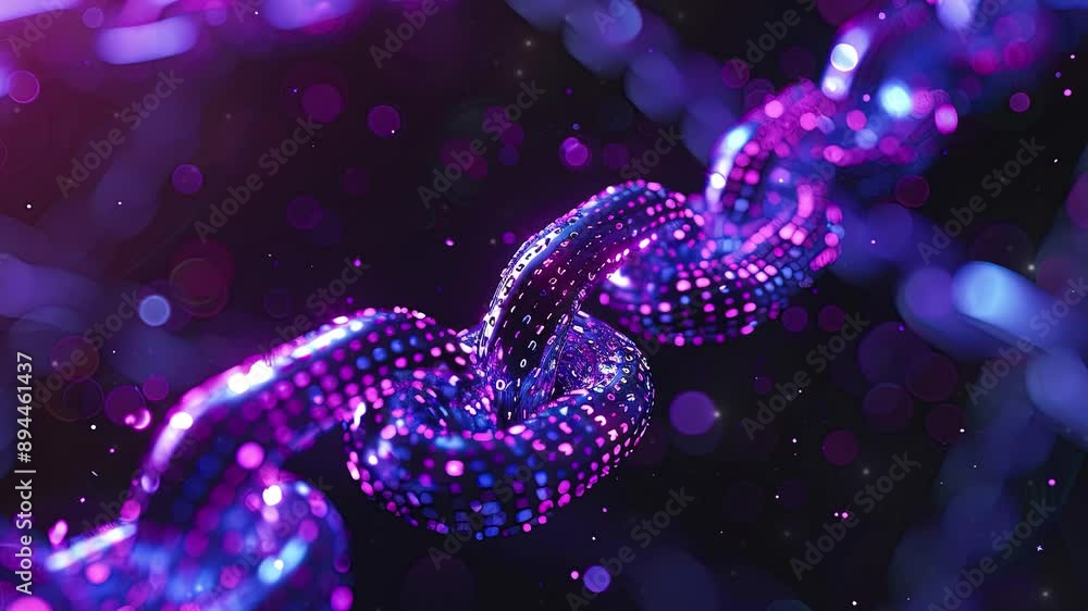 Poster Concept digital blockchain technology. Blockchain chain with a digital network and binary code. Smart network connection. Blockchain technology and cyber security. Global network technology. 4K Video