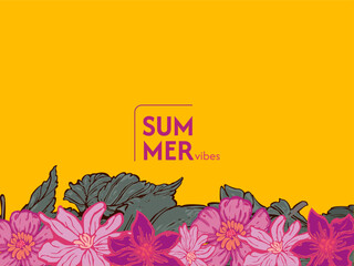 Orange background vector design, tropical flower illustration, summer. EPS 10 vector illustration