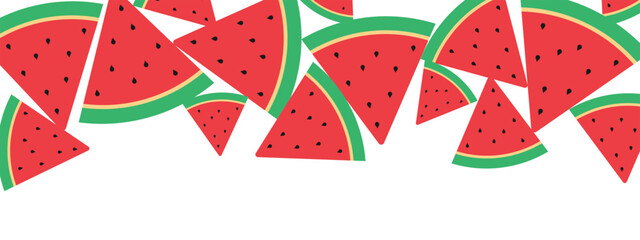 Sliced of fresh watermelon fruit isolated on transparent background
