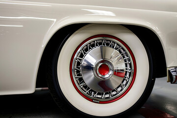 Retro Automobile Wheel Close-Up