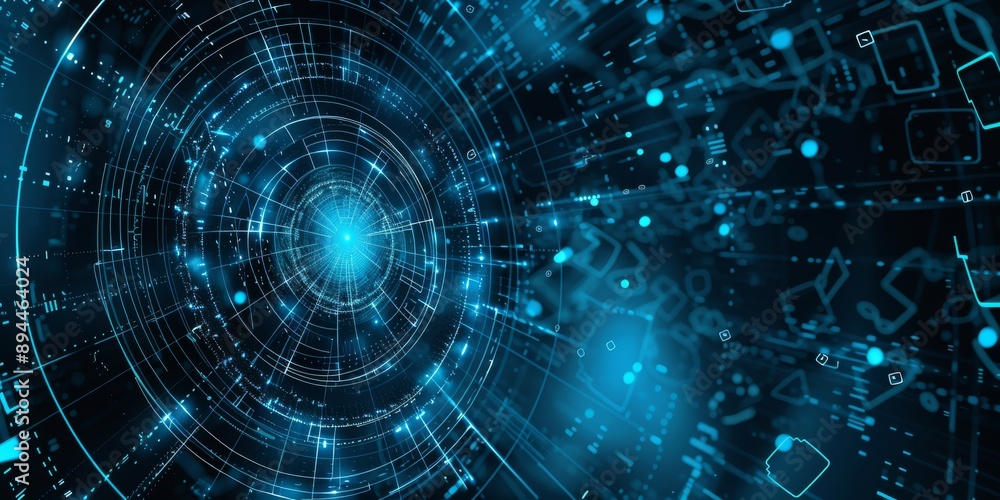 Poster hightech digital abstract background with futuristic data flow and cyber circuit patterns symbolizes