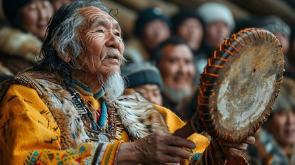 Mongolian man teaching throat singing to a curious audience