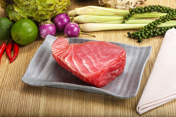 Raw fresh tuna steak for grill