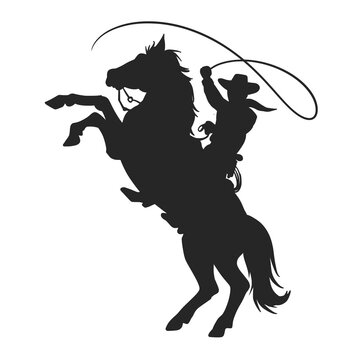 Cowboy with Lasso Silhouette Vector