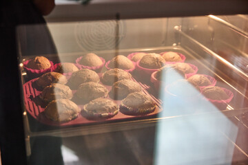 Cupcakes baking in the oven