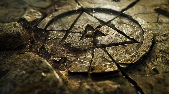 Close-up of a cryptic symbol etched into a stone surface