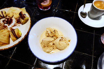Top view of desserts to share