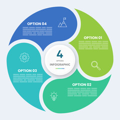 Circle chart infographic template with 4 options for presentations