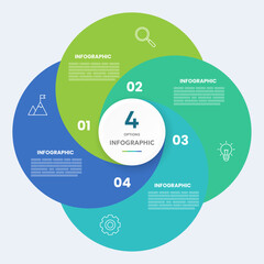Circle chart infographic template with 4 options for presentations