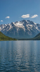 Fototapeta premium Lake with mountains against blue sky 