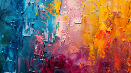 Fototapeta premium Abstract art background featuring hand-drawn gouache painting. Showcases vibrant color textures and fluid strokes, creating a dynamic and expressive visual experience.