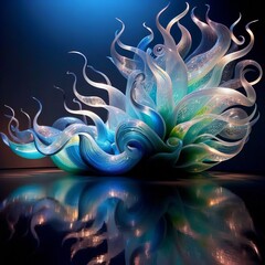 88 23. A glass sculpture inspired by aquatic forms, with flowing