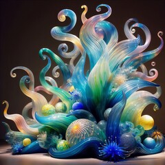 89 23. A glass sculpture inspired by aquatic forms, with flowing