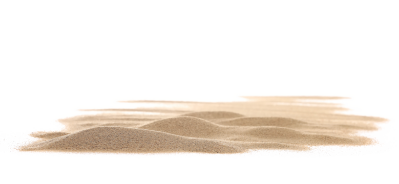 Pile desert sand dune isolated on white background, clipping path
