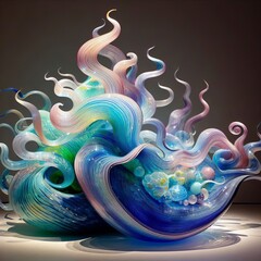 90 23. A glass sculpture inspired by aquatic forms, with flowing