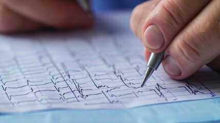 Hand writing on medical graph paper