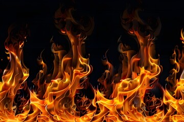 abstract fire flames movement on black background Generative AI