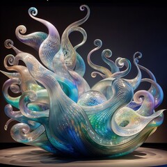 92 23. A glass sculpture inspired by aquatic forms, with flowing