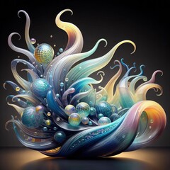 93 23. A glass sculpture inspired by aquatic forms, with flowing