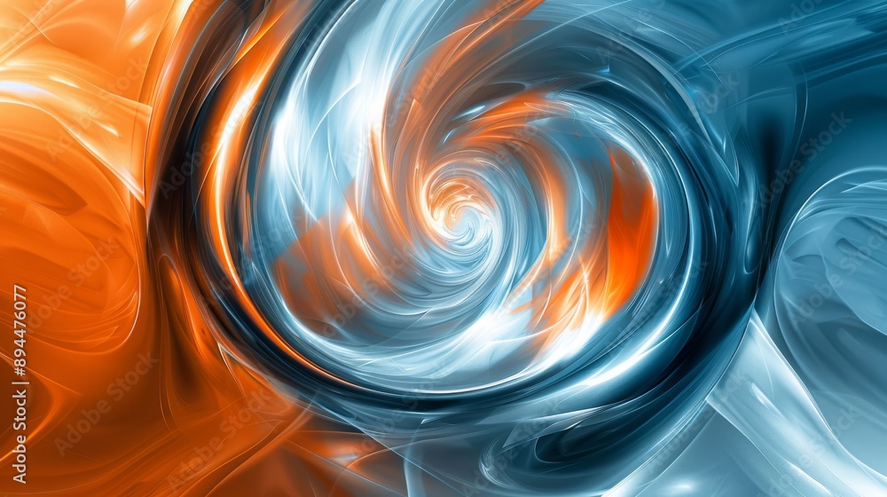 Aufkleber vibrant orange and blue tones in an abstract swirl, creating a dynamic visual effect for art lovers 