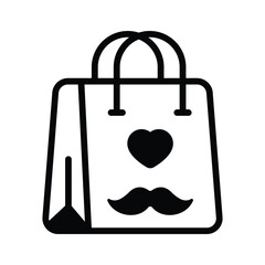 Fathers day shopping, shopping bag with mustaches and heart, father day icon