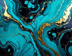 The texture of turquoise with black marble and gold veins