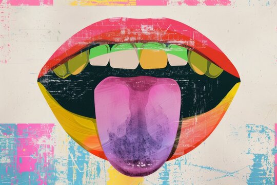 tongue-out emoji on a coral background with space for text The emoji is orange with a playful tongue sticking out. Beautiful simple AI generated image in 4K, unique.