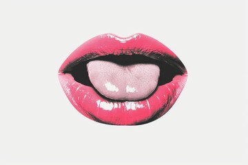 Naklejka premium Close-up of an open mouth with a tongue sticking out. Suitable for dental or oral health concepts. Beautiful simple AI generated image in 4K, unique.