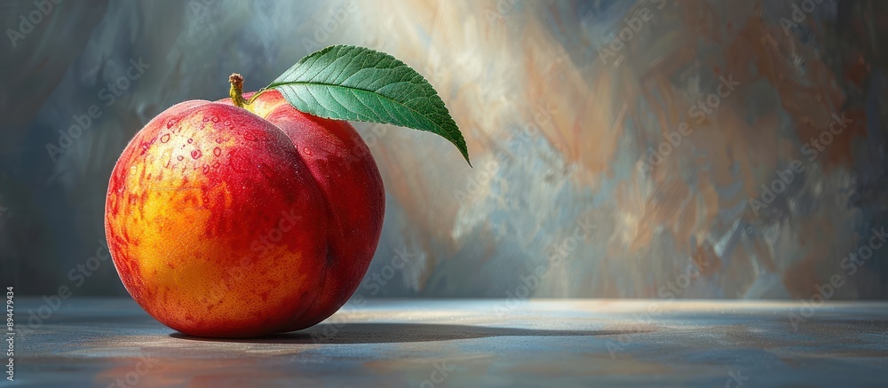 Poster a single peach on a textured background