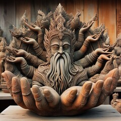 140 37. A ceramic sculpture inspired by ancient artifacts, with